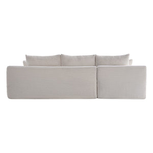English Elm 94.5" Jumbo Corduroy Cloud Sectional Deep Seat L-shape Sofa for Living Room W5515P495014