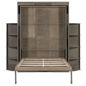 English Elm Rotating Murphy Wall Bed with Convertible Desk Dual Side Shelves Full Size Mdf Cabinet Gray LP000961AAE