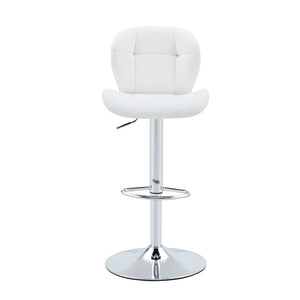 English Elm Set of 2 Adjustable Tufted Pu Barstools with Chrome Base for Kitchen Island or Pub W3875P382615