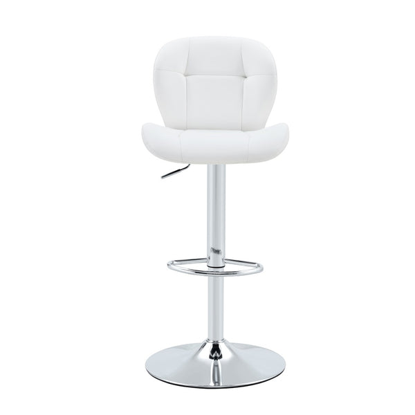 English Elm Set of 2 Adjustable Tufted Pu Barstools with Chrome Base for Kitchen Island or Pub W3875P382615
