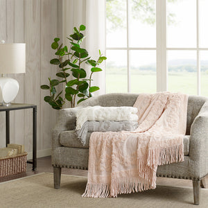 JLA Home Madison Park - 100% Cotton Tufted Chenille Throw with Fringe Tassel — Lightweight, Breathable Boho Layering Accent Grey MP50N-5512