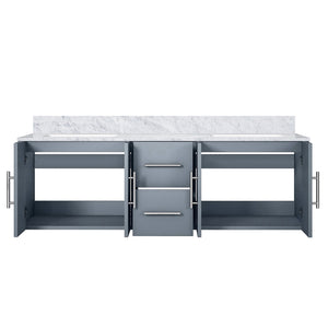 English Elm Dark Grey Double Bath Vanity 60 in. W x 22 in. D with Carrara Marble Top, Solid Wood, Soft-Close Drawers, Ample Storage, Scratch-Resistant Countertop, Pre-Drilled Faucet Holes for Easy Installation B2731P258496