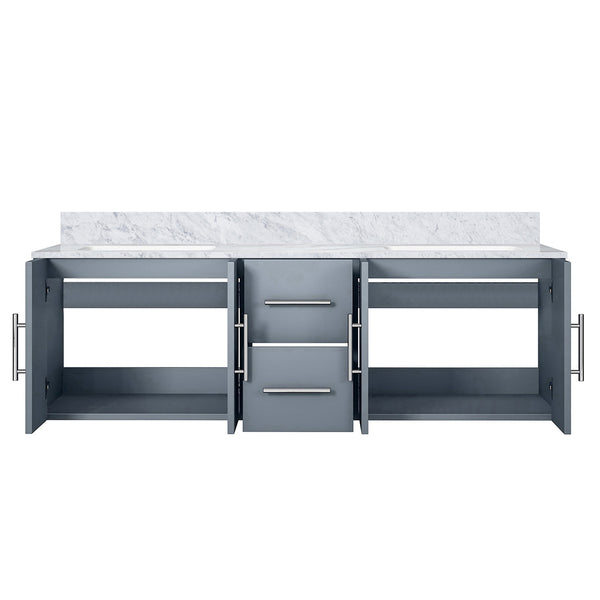English Elm Dark Grey Double Bath Vanity 60 in. W x 22 in. D with Carrara Marble Top, Solid Wood, Soft-Close Drawers, Ample Storage, Scratch-Resistant Countertop, Pre-Drilled Faucet Holes for Easy Installation B2731P258496
