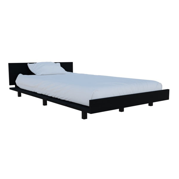 Black Distressed Solid Wood Twin Bed Rustic Farmhouse Bedroom Frame for Kids