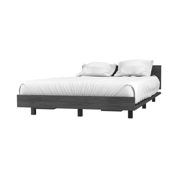HomeRoots Smoky Charcoal Solid Wood Twin Platform Bed Sleek Youth Bedroom Furniture Frame 492007