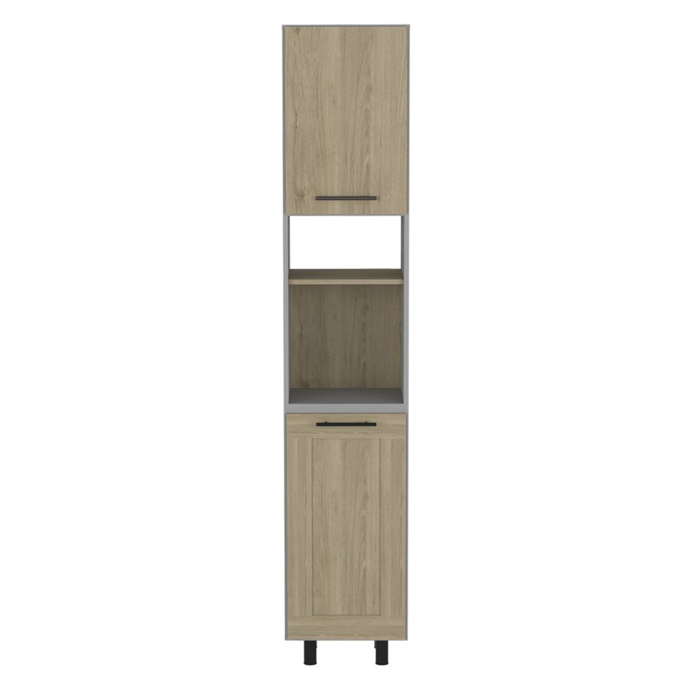 HomeRoots 82" Gray and Oak Pantry Cabinet - Tall, Slim Storage Solution for Kitchen, Laundry, or Garage Spaces 492008