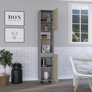 Homeroots 82" Chic Gray And Oak Wood Pantry Cabinet - Stylish Storage Solution For Organized Living Spaces  Manufactured Wood 492008