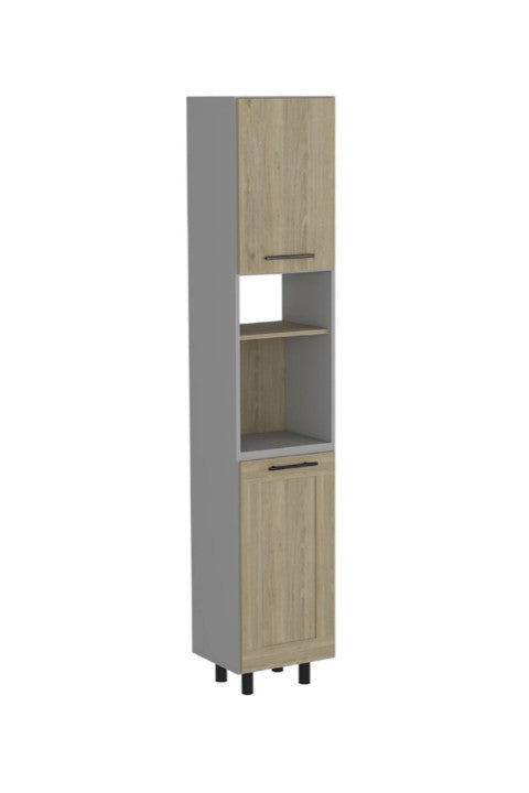 Homeroots 82" Chic Gray And Oak Wood Pantry Cabinet - Stylish Storage Solution For Organized Living Spaces  Manufactured Wood 492008