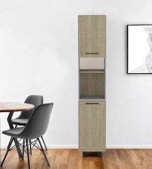 Homeroots 82" Chic Gray And Oak Wood Pantry Cabinet - Stylish Storage Solution For Organized Living Spaces  Manufactured Wood 492008