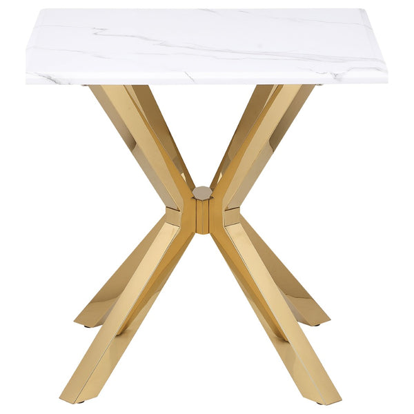 English Elm Maciel Sculptural Starburst Base Coffee Table with Faux Marble Top in Glam Gold B062S01684