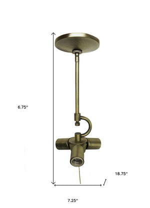 Antiqued Brass Three Light Chandelier with Industrial Bulb Style for Dining Rooms