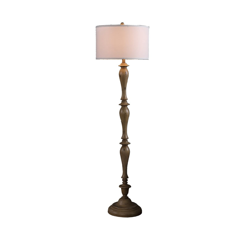 HomeRoots 62" Timeless Brown and White Polyresin Floor Lamp with Drum Shade for Coastal Farmhouse Decor 492045