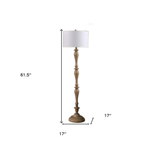 HomeRoots 62" Timeless Brown and White Polyresin Floor Lamp with Drum Shade for Coastal Farmhouse Decor 492045
