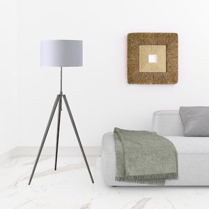 Homeroots 64" Chrome Adjustable Tripod Floor Lamp With White Shade  Metal 492046