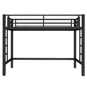 English Elm Twin Metal Loft Bed Twin XL Black - Sturdy Minimalist Bunk with Ladder, Guardrails & Underbed Storage Space W1580P370677