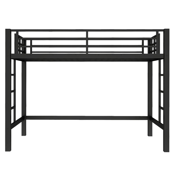 English Elm Twin Metal Loft Bed Twin XL Black - Sturdy Minimalist Bunk with Ladder, Guardrails & Underbed Storage Space W1580P370677
