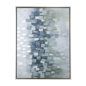 English Elm 47.2X35.4X1.5" Elegant Gray And Silver Abstract Landscape Oil Painting In Framed Modern Style W2078P313334