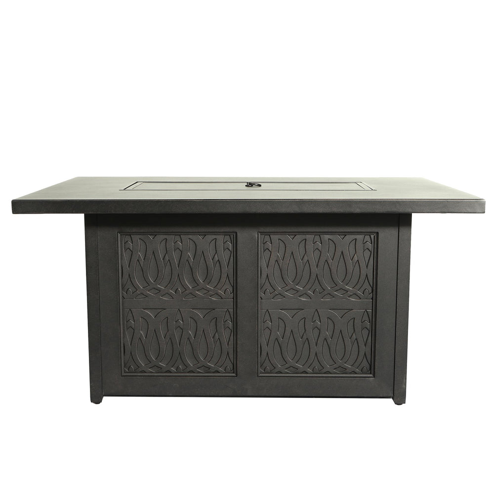 English Elm Aluminum Antique Bronze 50x32" Rectangle Fire Table with Fire Glass, Cover & Rust-Free Cast Finish B010S00468