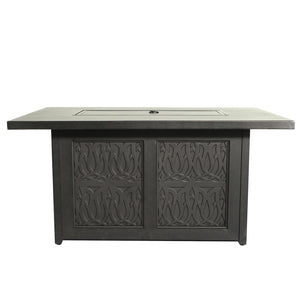 English Elm Aluminum Antique Bronze 50x32" Rectangle Fire Table with Fire Glass, Cover & Rust-Free Cast Finish B010S00468