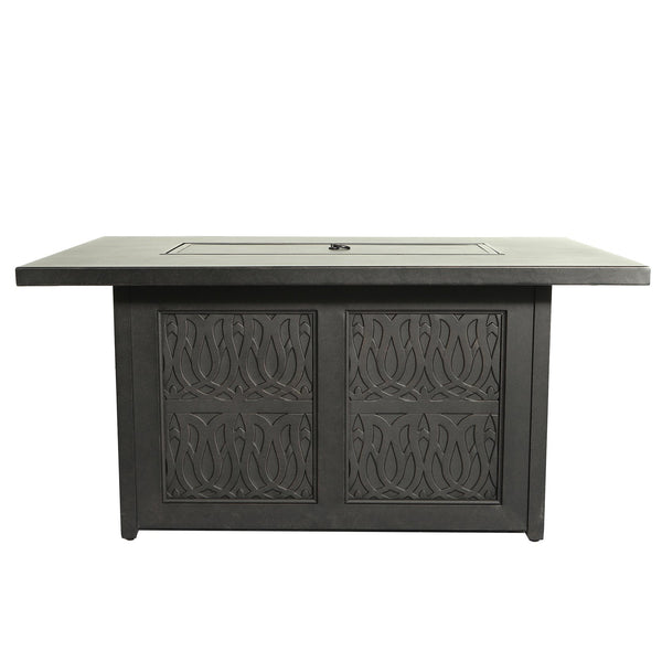 English Elm Aluminum Antique Bronze 50x32" Rectangle Fire Table with Fire Glass, Cover & Rust-Free Cast Finish B010S00468