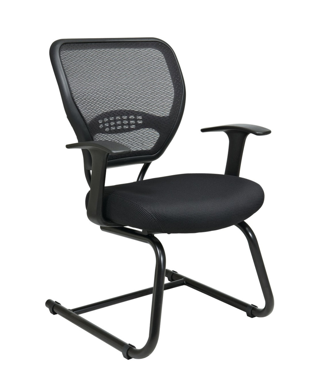OSP Home Furnishings Professional Airgrid Mesh Back Visitor Chair with Lumbar Support and Padded Sled Base Seat 5505