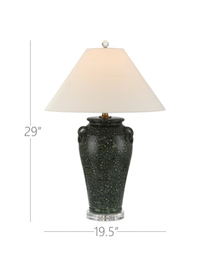 Currey & Company Junko Green Table Lamp - Artisanal Terracotta Design With Antique Brass, Crystal Base & Elegant Shade Green Terracotta ,Optic Crystal 6000-1032-currey-company