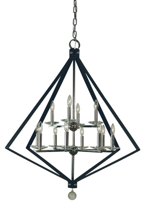 Framburg 12-light Modern Elegance Chandelier - Stunning Brushed Nickel Finish For Your Stylish Home Decor Polished Nickel With Matte Black Accents Metal 4922 Pn/Mblack
