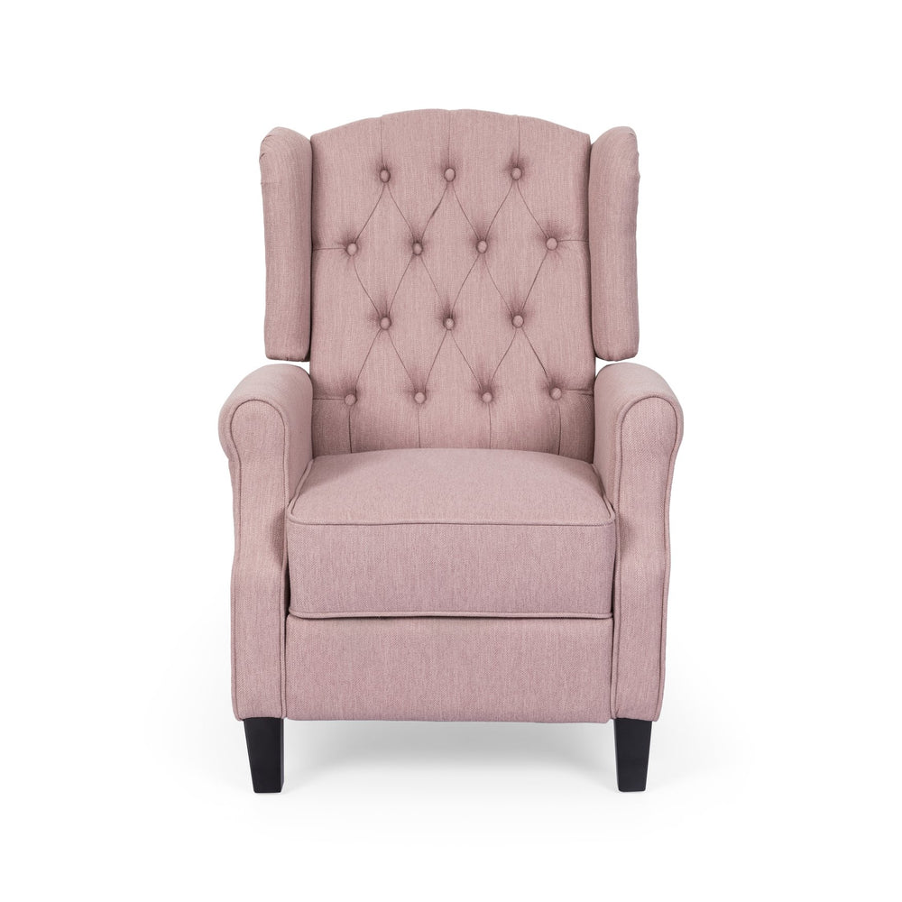 English Elm Christopher Knight Home® - 28" 28" Wide Manual Wing Chair Recliner Light Pink Fabric Push-Back Tufted Diamond Stitch Cozy Elegance 68629.00LBLSH