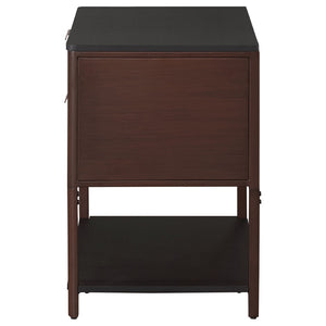English Elm Tova Fluted 2-drawer Metal Frame Side Table with Open Shelf for Bedroom Living Room B062P451995
