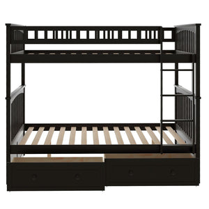 English Elm Full Over Bunk Bed Convertible Pine Frame with Storage Drawers for Kids Rooms Espresso GX000241AAP