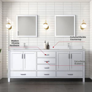 English Elm White Double Bath Vanity 80 in W x 22 in D with Cultured Marble Top, Chrome Faucet & 30 in Mirrors B2731S01109