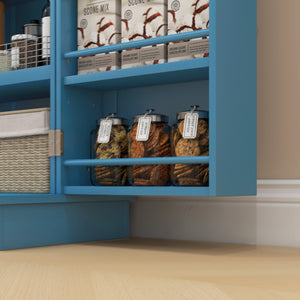 English Elm HOMCOM 41" Kitchen Pantry Storage Cabinet with 5-Tier Shelves, 12 Door Racks, Anti-Tip Straps, Sleek Design Blue W2225P229099