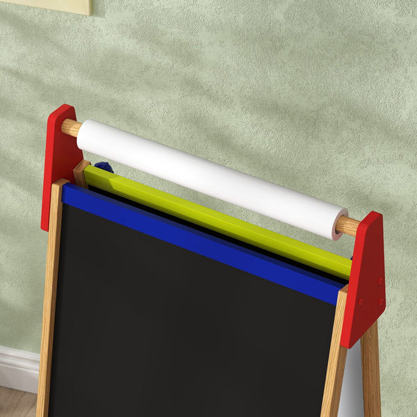English Elm Qaba Wooden Kids Easel 3-in-1 Double-Sided Chalkboard & Whiteboard with Paper Roll, Adjustable Height W2225P249779