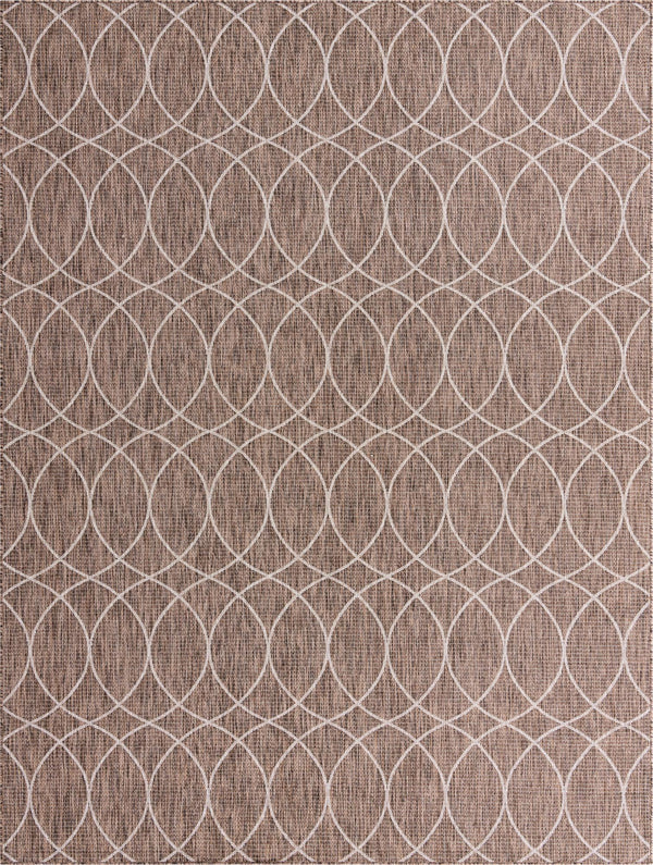 Unique Loom Outdoor Trellis Gitter Machine Made Trellis Rug Brown, Ivory 9' 0" x 12' 0"