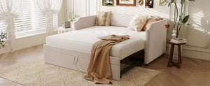 English Elm Twin Velvet Upholstered Daybed with Pop up Trundle for Guest or Kids Rooms SF000197AAA