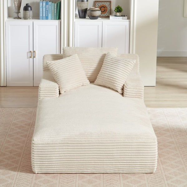 English Elm Oversized Corduroy Chaise Lounge Chair – Plush Ergonomic Comfort, No Assembly Needed, Modern Design W2339P318034-GIGA