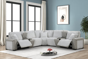 English Elm Ramona Luxurious Corduroy Power Reclining Sectional with Wireless Charging, Hidden Tray & Cupholders B009S02106