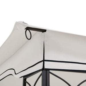English Elm 10x12 Outdoor Patio Gazebo Canopy Replacement Double-Tier Polyester UV Resistant Roof with Drain Holes Beige W419P198355