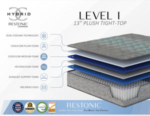 English Elm Restonic Plush Hybrid Mattress Twin Xl Pocketed Coils Cooling Foam Lumbar Support B123P299677
