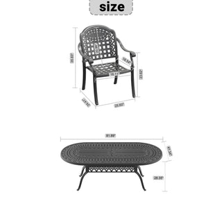 English Elm 7-Piece Durable Cast Aluminum Patio Set With Blue Cushions - Stylish Outdoor Dining & Comfort W1710S00497