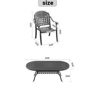 English Elm 7-piece Cast Aluminum Outdoor Dining Set with Ornate Carved Patio Garden Chairs W1710S00596
