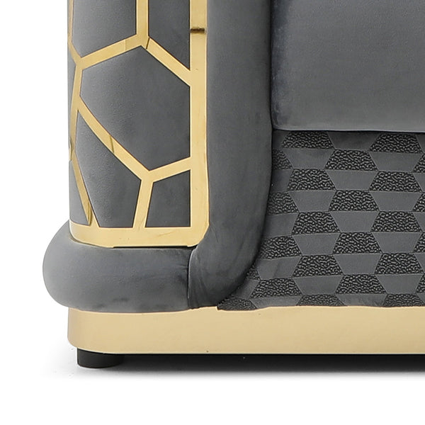 English Elm Talia Sofa with Kiln-Dried Hardwood Frame, Patterned Accents & Gloss Brass Trim for Modern Living Room Dark Gray 35 L x 26 W x 92 H B078P301562