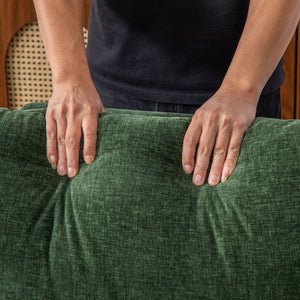 English Elm 82.68" Wide Chenille Two Seat Sofa Solid Wood Frame with Lumbar Pillows Living Room Green W3189S00026