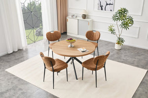 English Elm Round Foldable Mdf Dining Table with Radial Legs for Small Space Bistro Interiors Oak W3493P462093