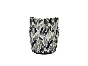 English Elm Swivel Beach Accent Chair White & Black Upholstered with Ikat Pattern, Sinuous Springs, Plush Dacron Cushions B2699P393058