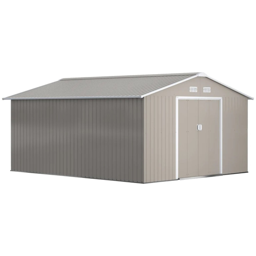 English Elm Durable Galvanized Steel Outdoor Storage Shed with Lockable Doors and Weather Resistance T3971S00224