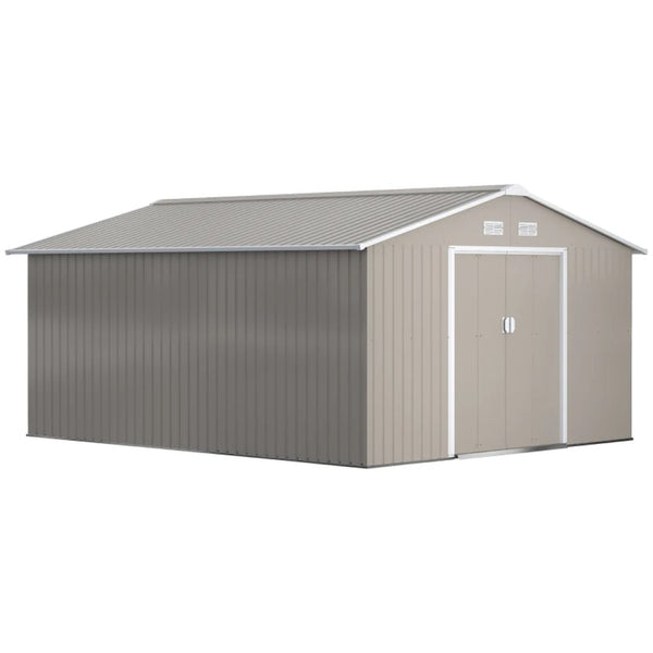 English Elm Durable Galvanized Steel Outdoor Storage Shed with Lockable Doors and Weather Resistance T3971S00224