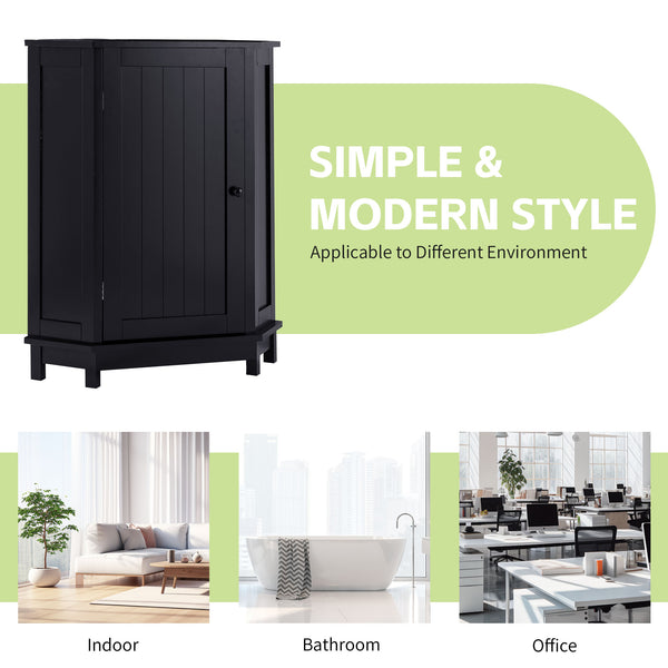 English Elm Black Triangle Corner Bathroom Cabinet with Adjustable Shelves, Modern MDF Storage Organizer, 70lb Capacity, Space-Saving Design N725P172615B
