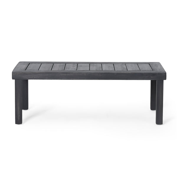 English Elm Christopher Knight Home® - Acacia Outdoor Loveseat and Chat Set with Water-Resistant Cushions, Shutter Slat Design, Dark Gray 70692.00DGRY-2_70844.00DGRY