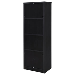 English Elm Sloat Slim Black 3-Shelf Media Tower with Cabinet — Vertical Entertainment Pier for Organized Living B062P375569